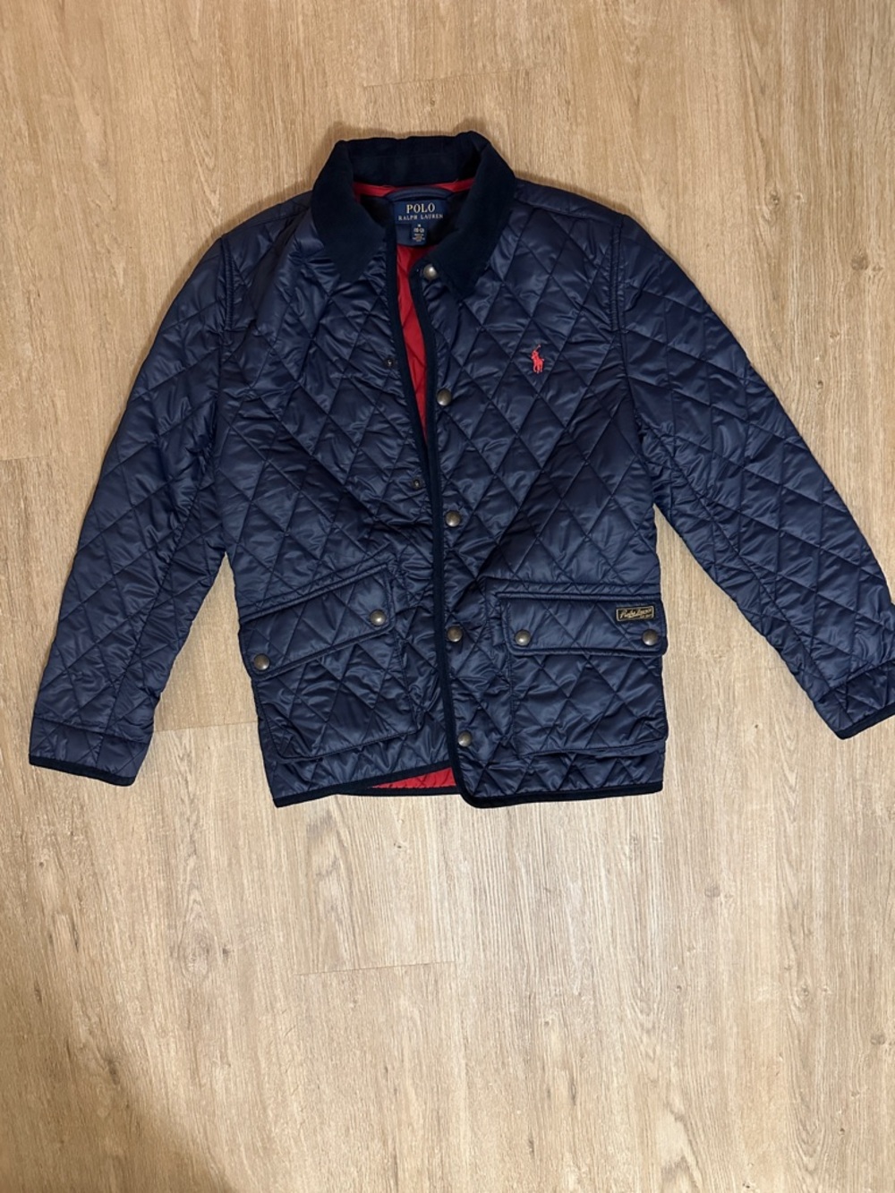 ⚡️ Polo by Ralph Lauren Quilted Navy Puffer Jacket with Corduroy Collar - Picture 2 of 11